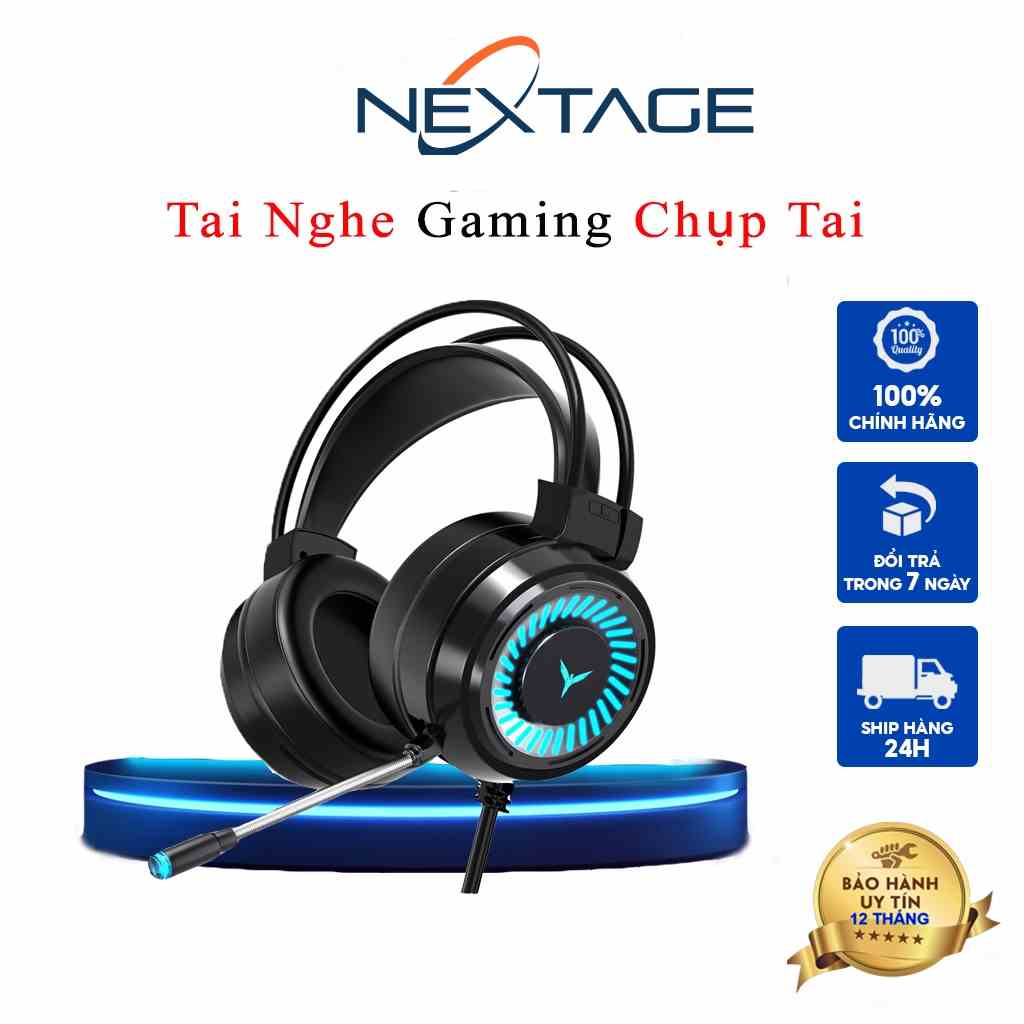 Tai Nghe Gaming Chụp Tai G60 Có Mic - Có Đèn LED Cho Máy Tính, Điện Thoại Chính Hãng NEXTAGE