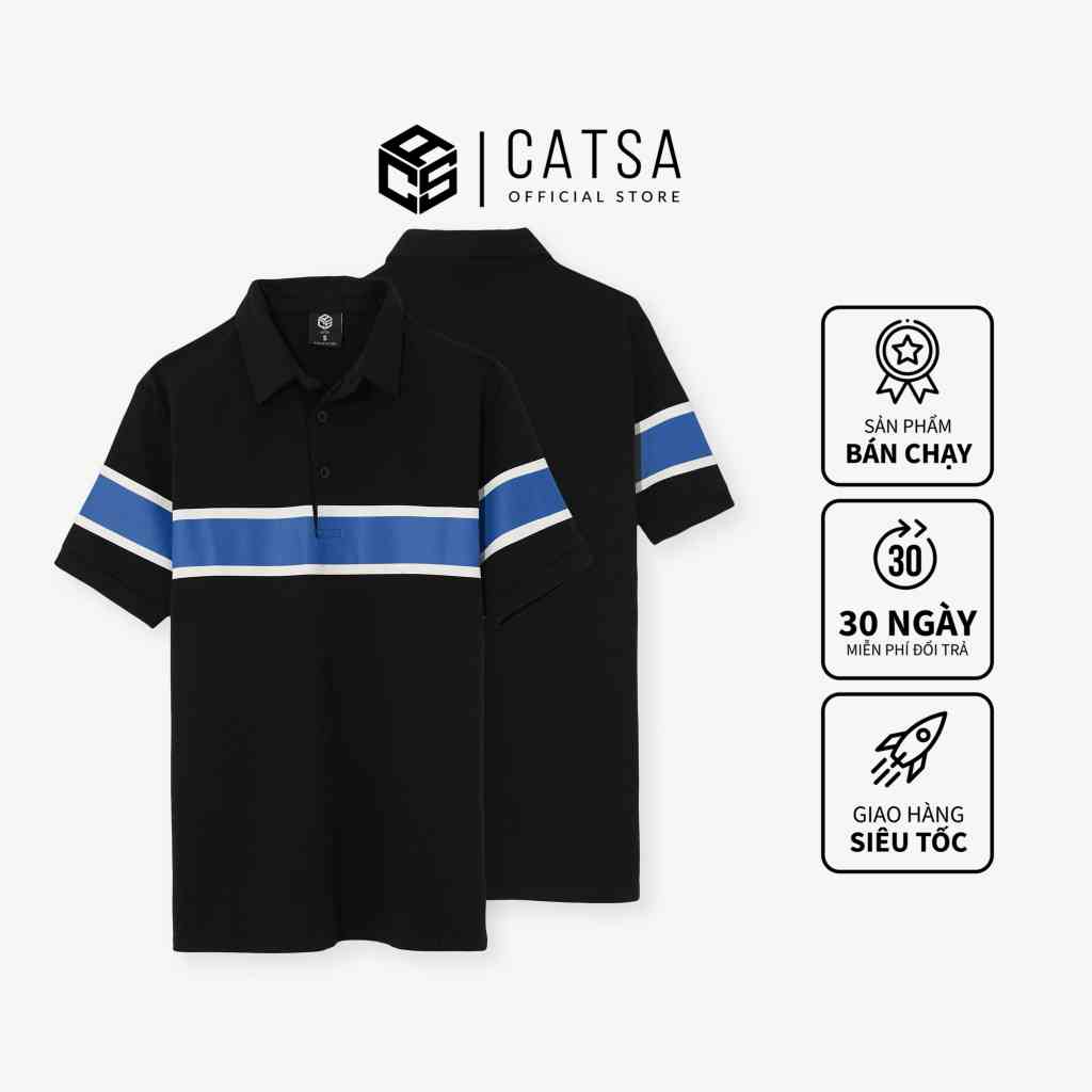 Áo polo nam có cổ thun Cotton 100% cao cấp, mềm mại, thoáng mát CATSA ATP218