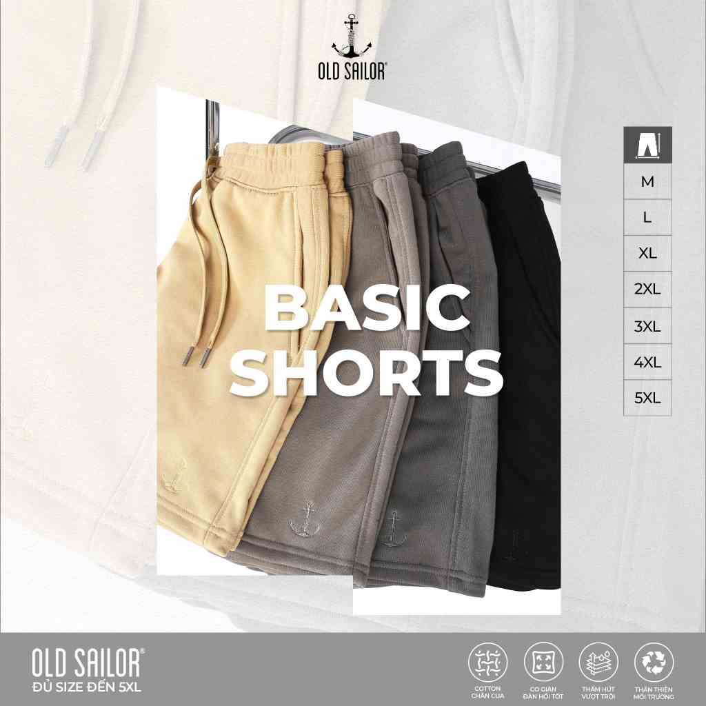 Quần Short Nam OLD SAILOR Chất Vải Cotton Dày Dặn Mềm Mịn Thiết Kế Đường May Không Viền Co Giãn Tốt Big Size