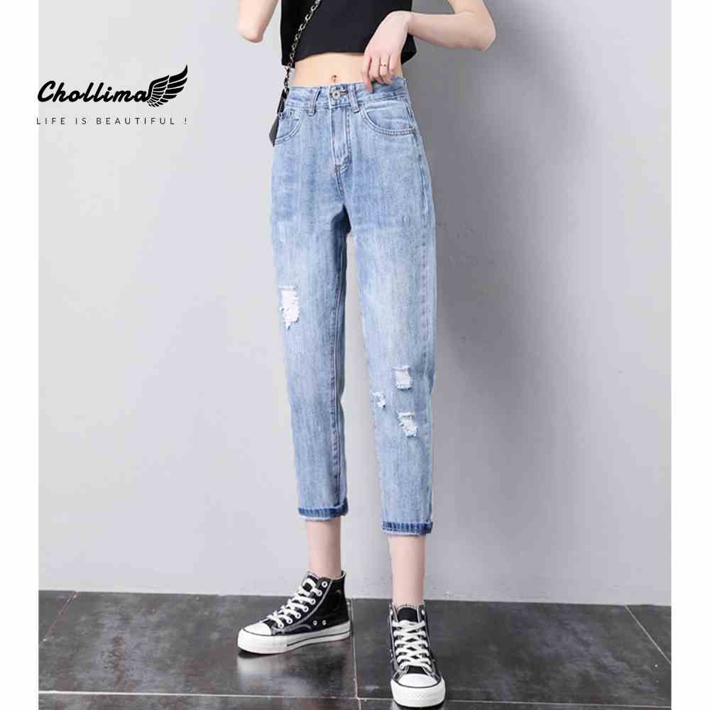 Quần jeans nữ Chollima ống nhỏ rách QD251 ulzzang phong cách hàn quốc trẻ trung năng động