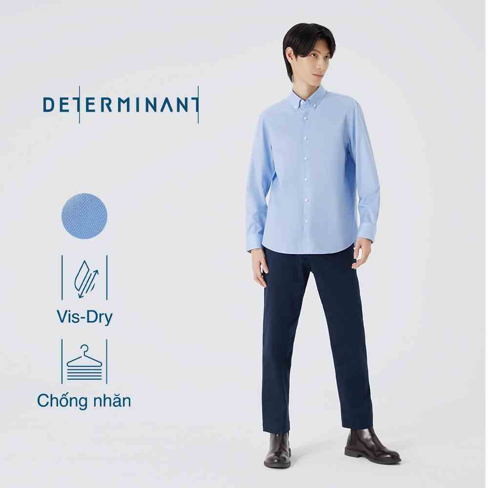 Áo sơ mi nam DETERMINANT Visdry tay dài - chống nhăn - kháng nước Twill - Màu xanh nhạt - SS01