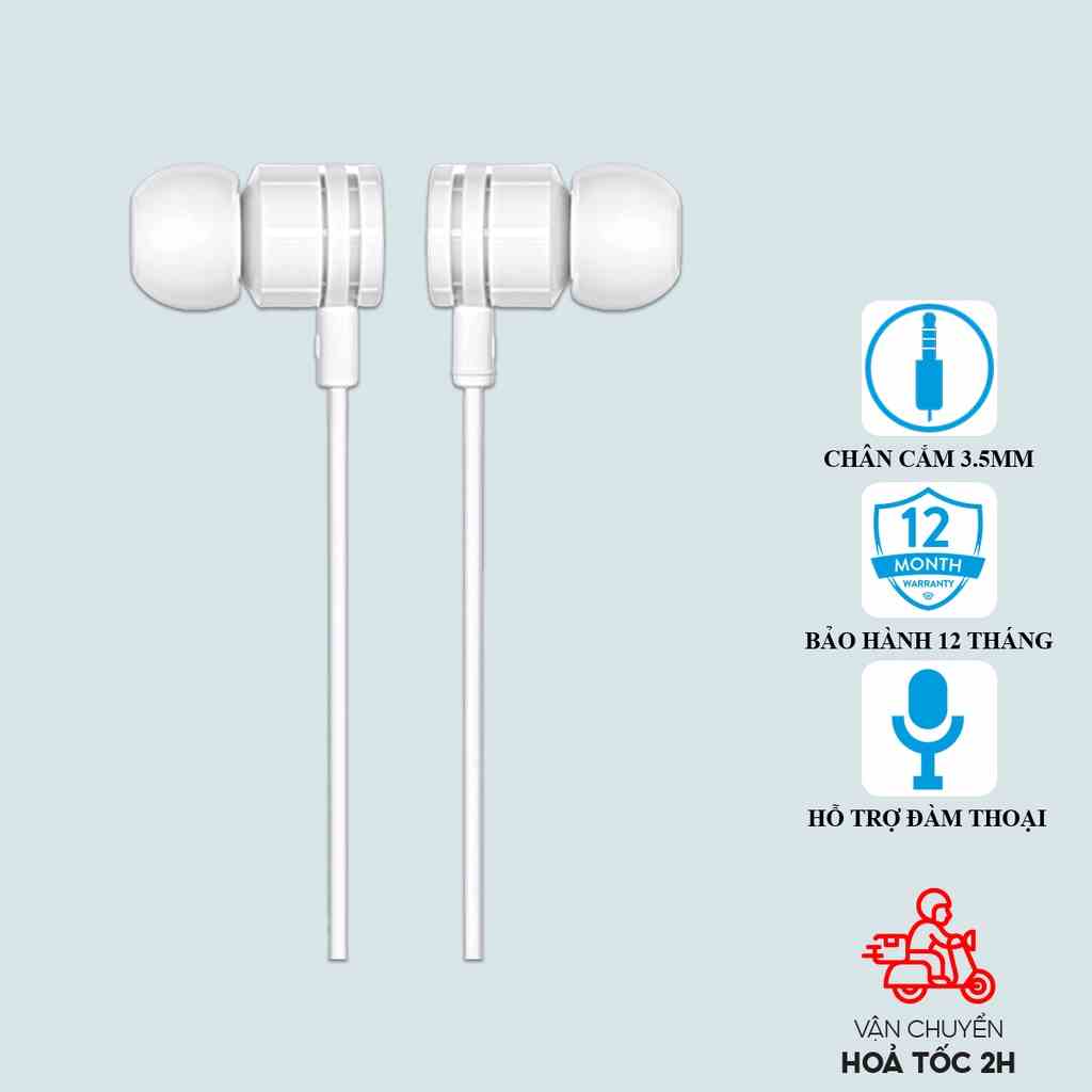 Tai nghe iphone 5 6 Borofone BM31 giắc 3,5mm tròn hỗ trợ mic đàm thoại dài 120CM