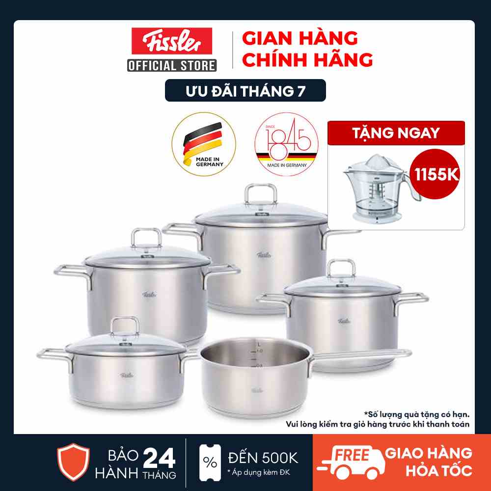 Bộ nồi 5 món Fissler Hamburg - Hàng chính hãng 100% Bảo hành 24 tháng