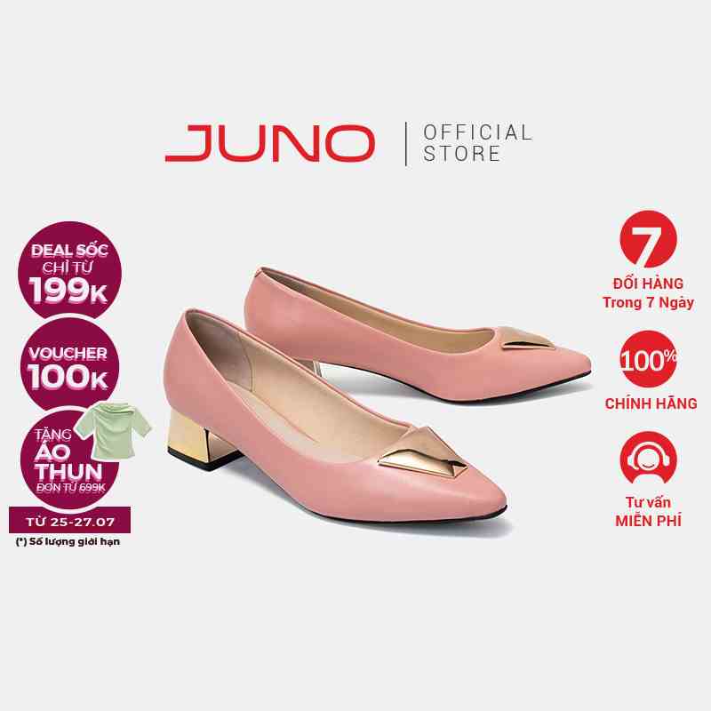 Giày Cao Gót 5cm Nữ Thời Trang JUNO Mũi Nhọn Trang Trí Khoá CG05126