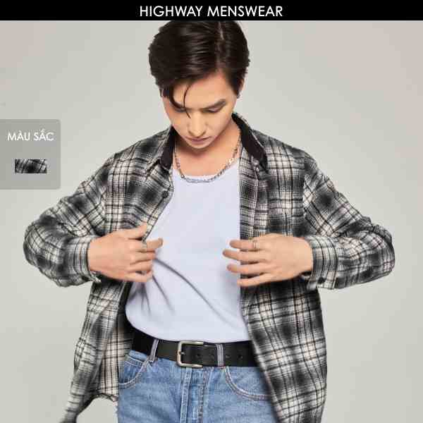 Áo sơ mi nam dày dặn kẻ đen trắng Highway (Menswear) Godrick