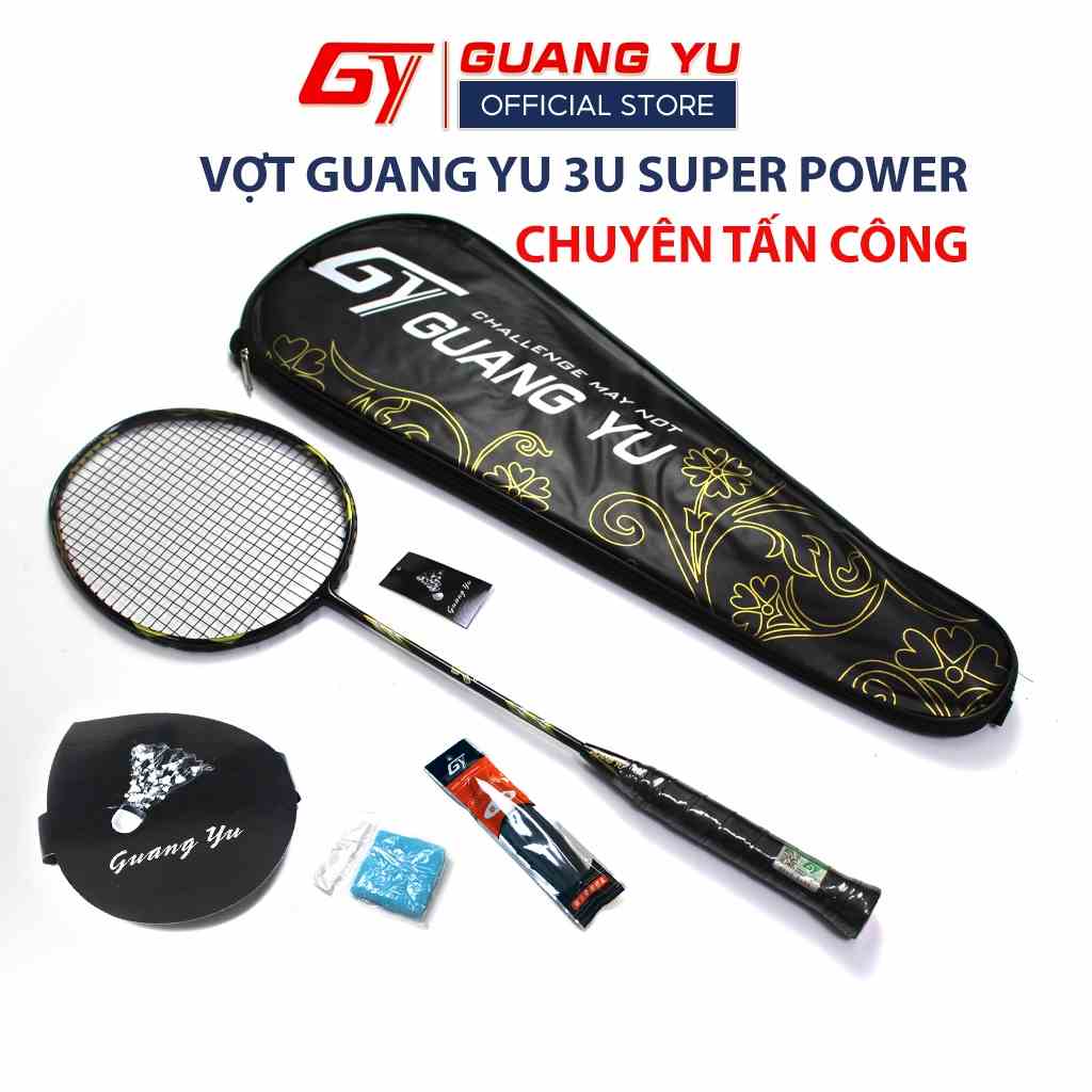 Vợt Cầu Lông Chính Hãng GUANG YU 3U SUPER POWER Chuyên Tấn Công Khung Vợt Full Carbon Cao Cấp Lưới Căng Sẵn 10KG - KN02