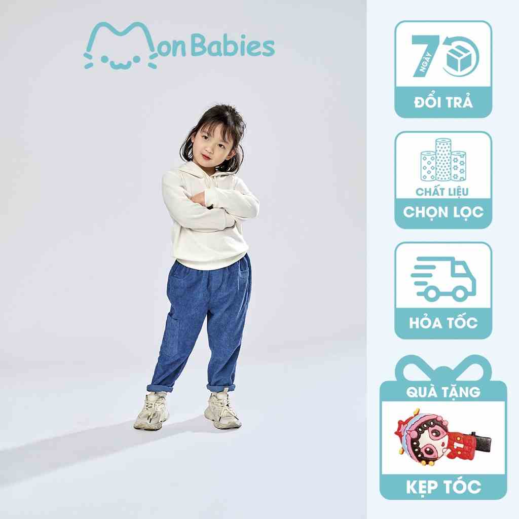 Quần baggy cho bé, quần jogger unisex cho bé chất liệu nhung cao cấp, có túi hộp sành điệu, cá tính MonBabies QDT22W020