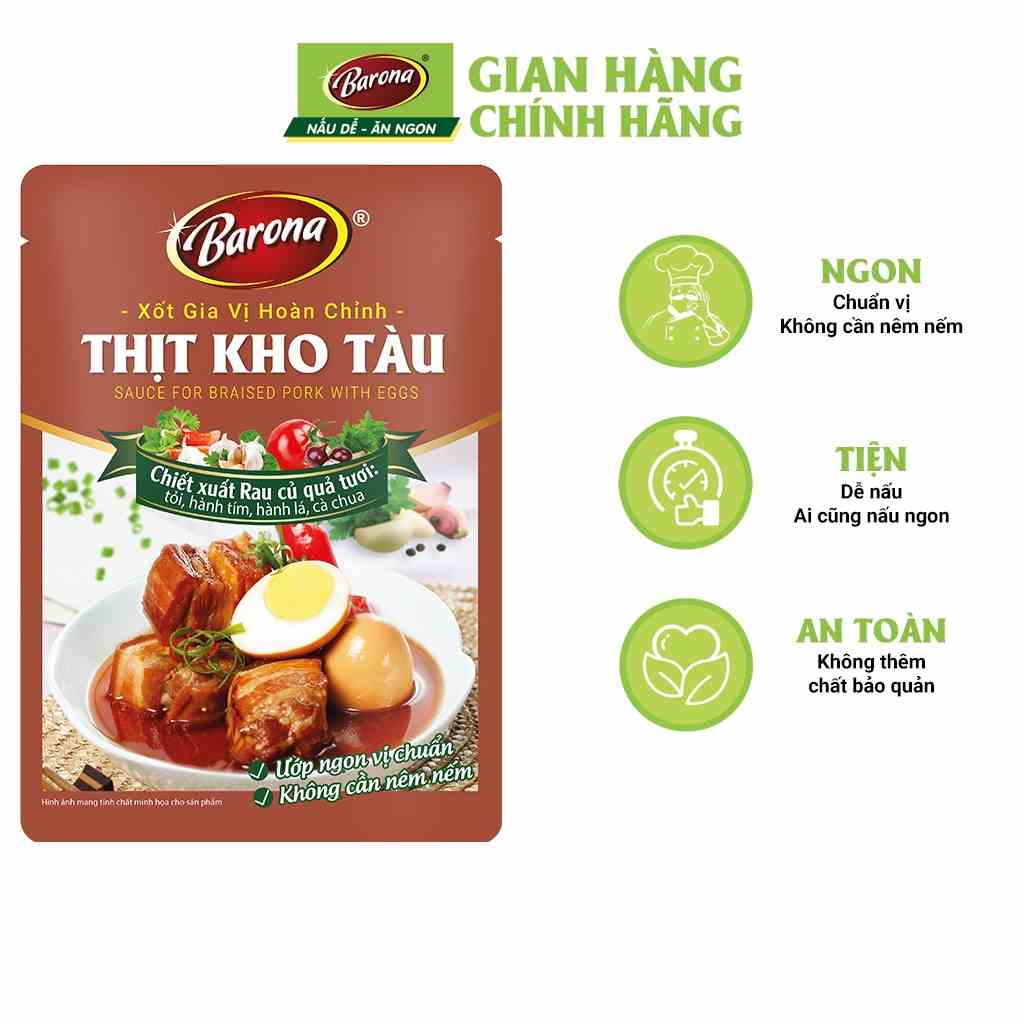 [Mã BMLT35 giảm đến 35K đơn 99K] Combo 1 hộp (20 gói) Gia Vị Thịt Kho Tàu Barona 80g ướp ngon chuẩn vị không cần nêm nếm