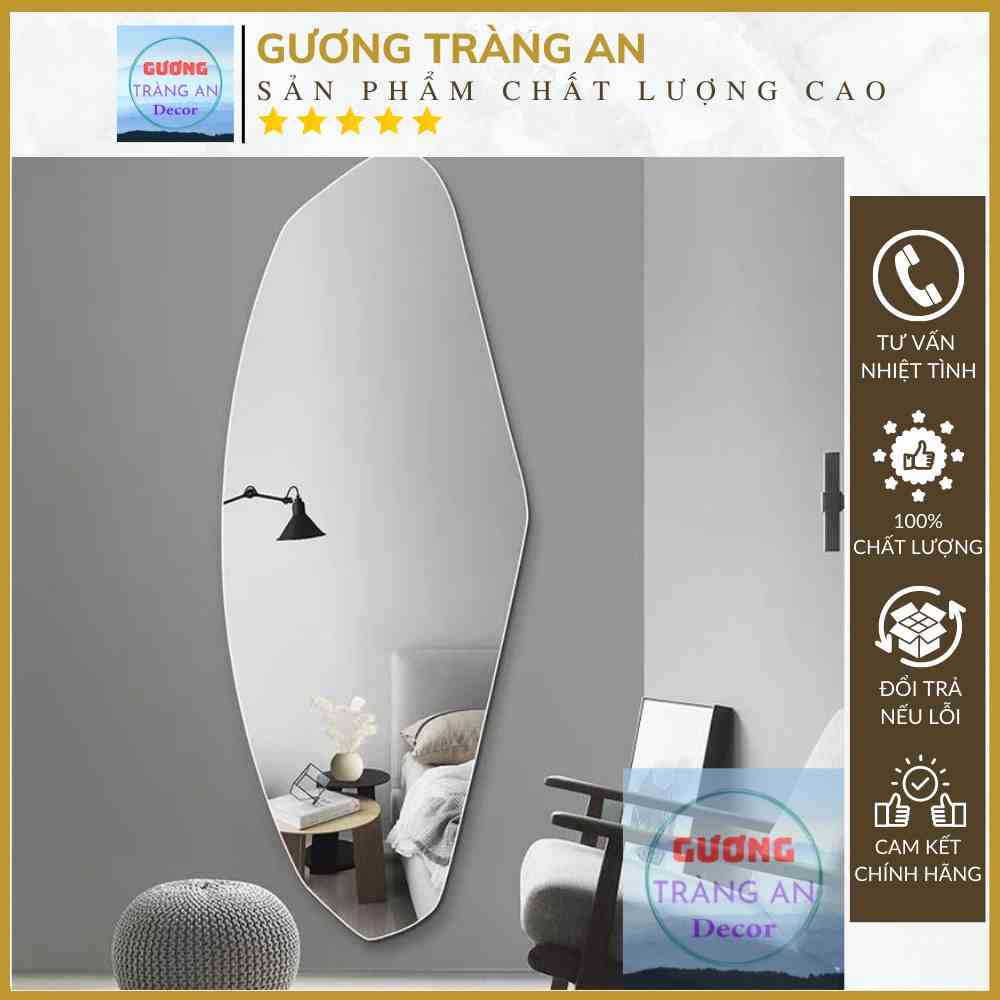 Gương Toàn Thân Cao Cấp Hình Viên Đá - Gương Decor Gương Soi Gắn Tường Sang Trọng, Hiện Đại (Nhiều Kích Thước)