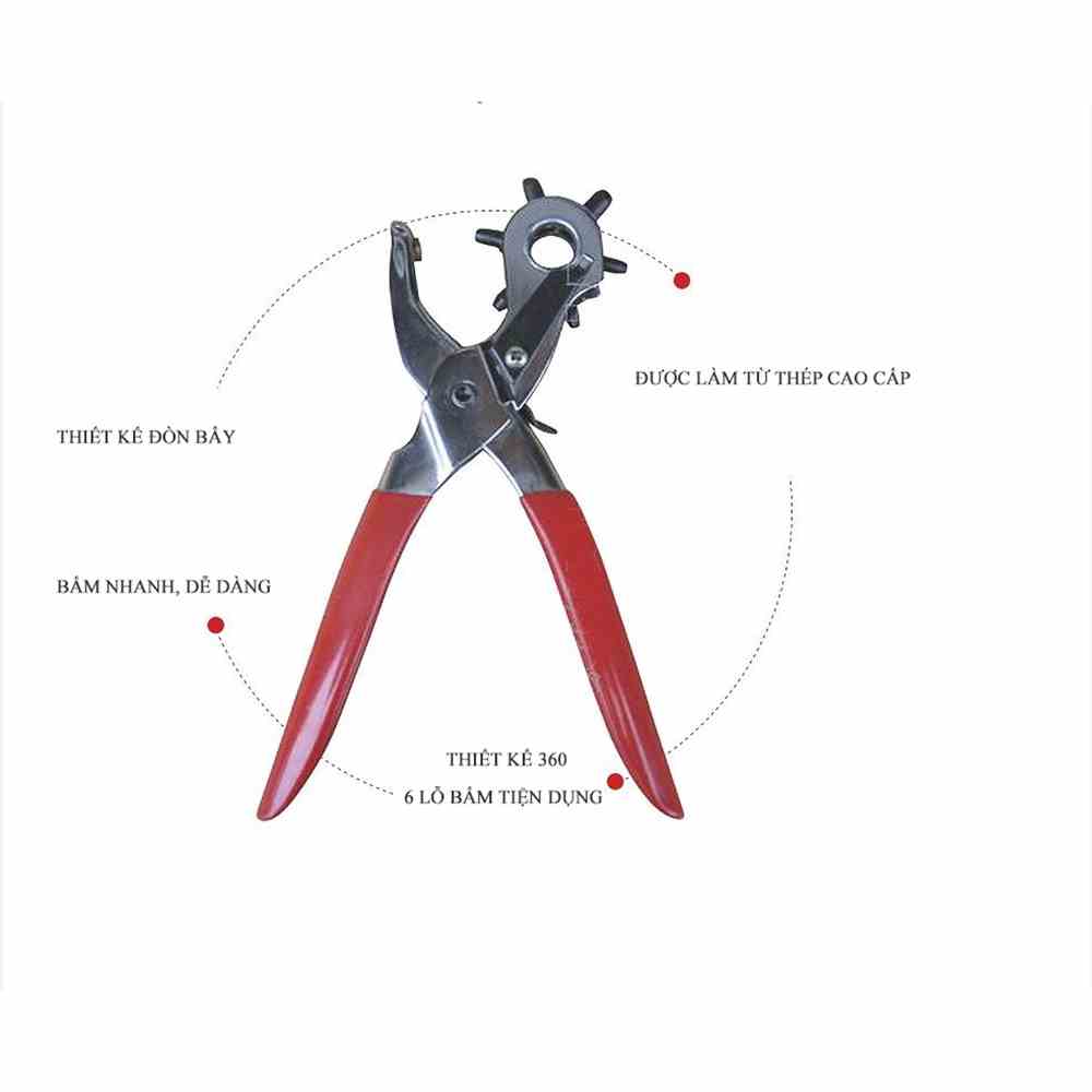 Kìm bấm lỗ dây nịt,bấm dây da đồng hồ,thắt lưng, giày dép, bìa cứng... Loại 6 Size 6 Lỗ