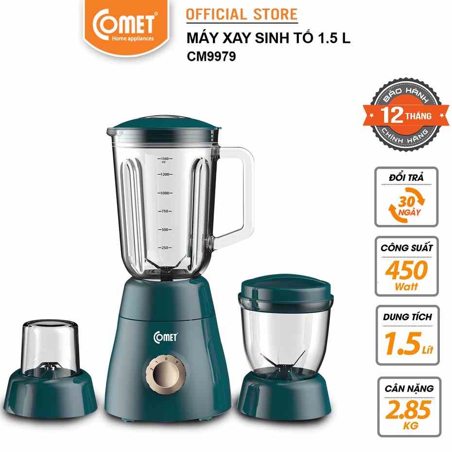 Máy xay sinh tố 3 cối 450W COMET - CM9979