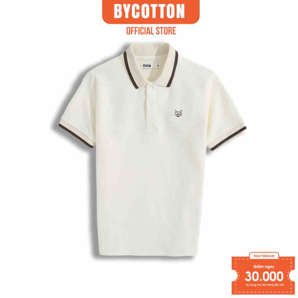 [Mã BYCO18KEY giảm 100K đơn 0K] Áo Thun Nam Polo Cổ Bẻ 2 Màu Trắng Đen BYCOTTON BLACK WHITE FOX POLO