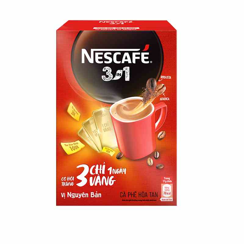 [CƠ HỘI TRÚNG 03 CHỈ VÀNG MỖI NGÀY] NESCAFÉ 3IN1 Công thức cải tiến - VỊ NGUYÊN BẢN Hộp 20 gói