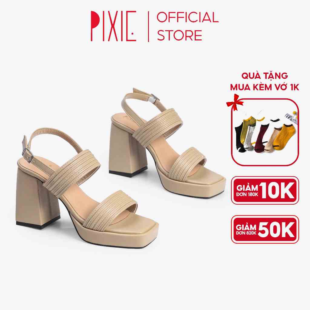 Giày Sandal Cao Gót Đúp 9cm Quai Chần Chỉ H102 Pixie