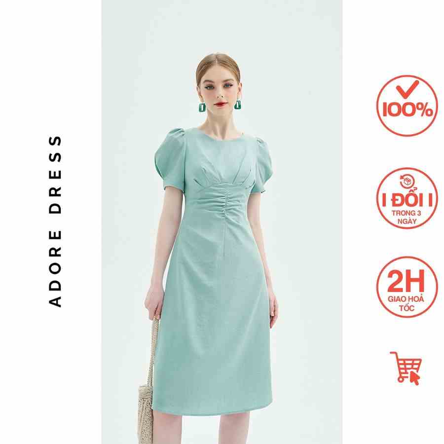 Đầm Midi dresses casual style giả đũi trơn cam nghệ và xanh mint 311DR2036  ADORE DRESS