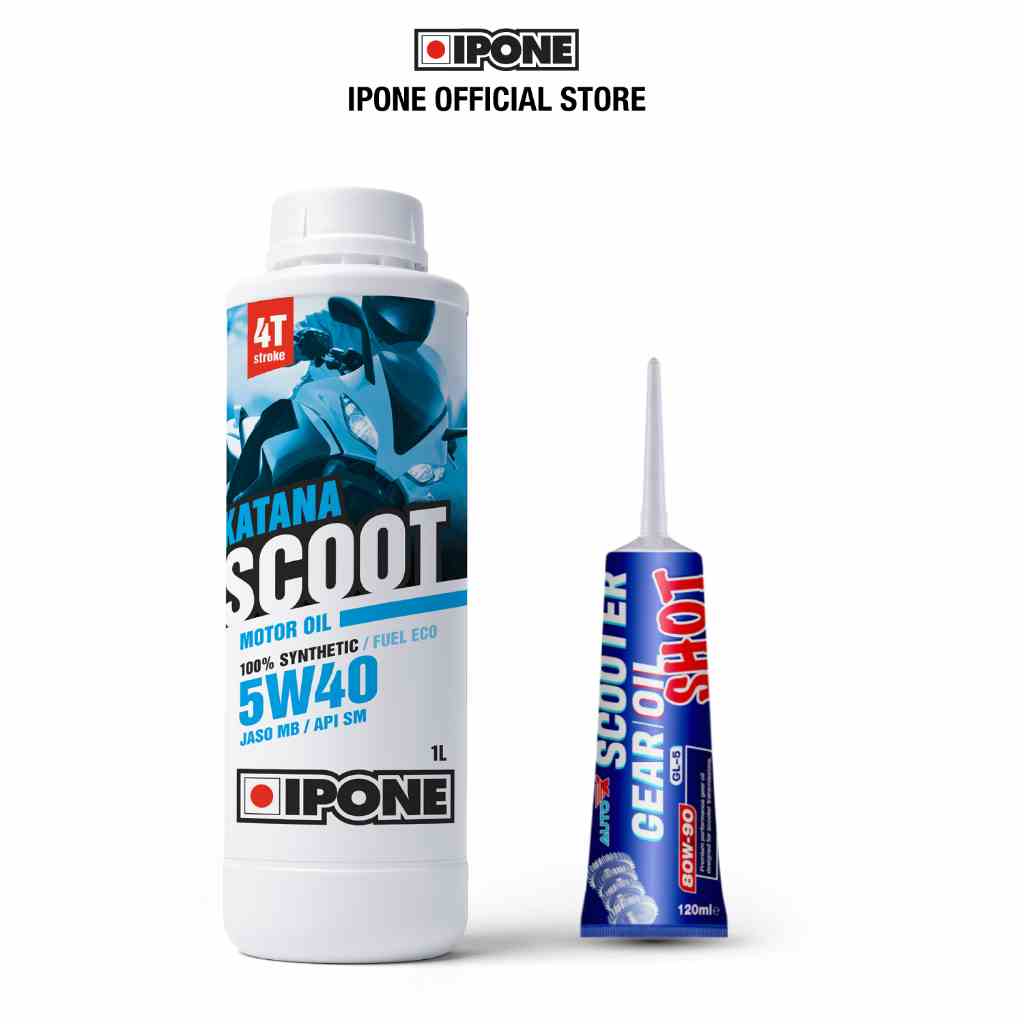 Combo nhớt tay ga Ipone Katana Scoot (1L) + Nhớt lap hộp số AutoX Scooter Gear Oil Shot 80W-90 (120ml)