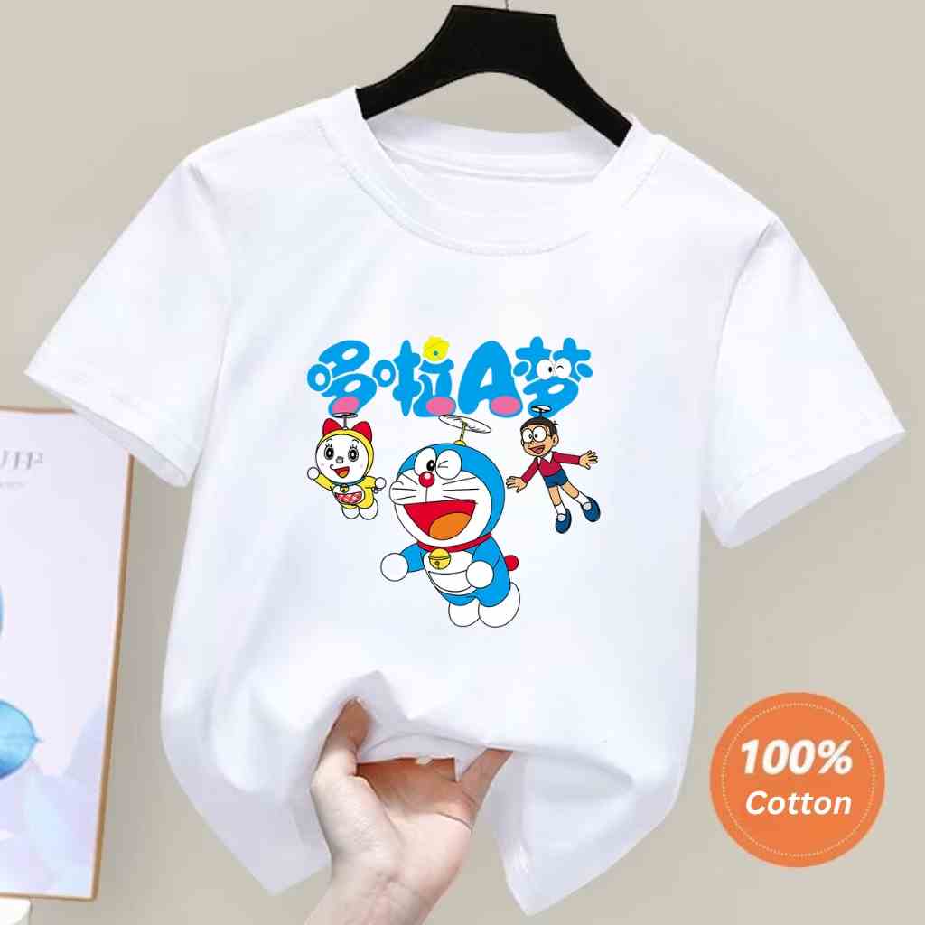 Áo thun cộc tay cho bé trai bé gái BEDDEP KIDS CLOTHES hình gia đình Doremon đáng yêu từ 10-30kg hàng chính hãng