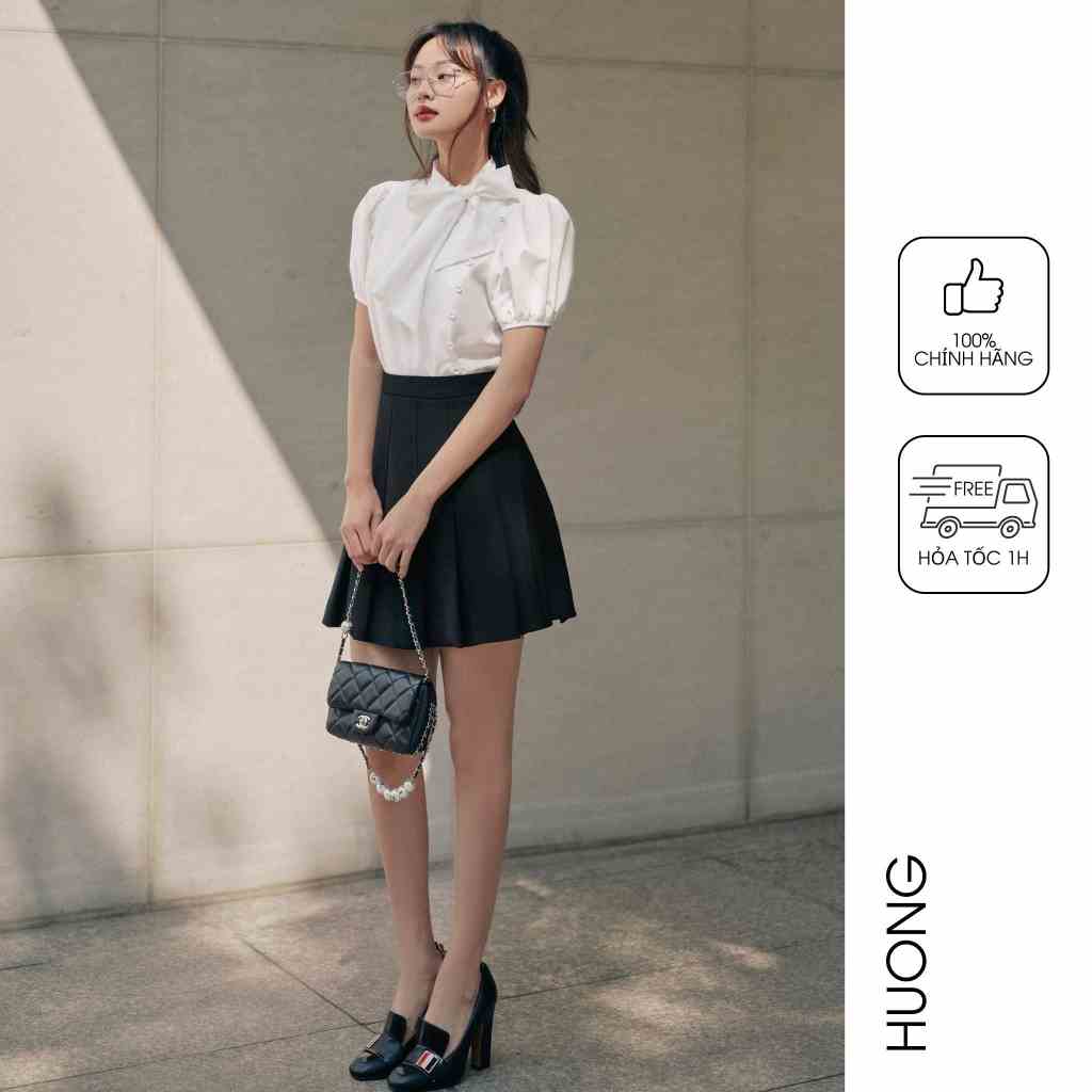 Áo sơ mi lụa cotton cổ nơ HUONG BOUTIQUE BSSM17