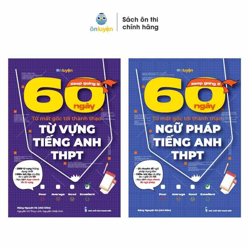 Combo Từ vựng và Ngữ pháp - Sách 60 ngày từ mất gốc tới thành thạo Tiếng Anh THPT - Nhà sách Ôn luyện