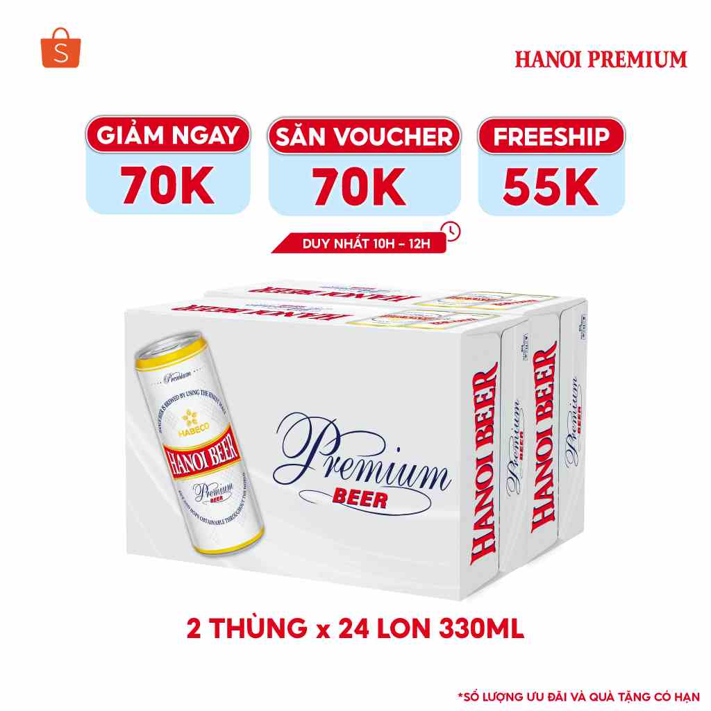 [Mã BMLTB35 giảm đến 35K đơn 99K] HỎA TỐC HÀ NỘI - COMBO 2 Thùng 24 lon Bia Hanoi Premium - HABECO (330ml/lon)