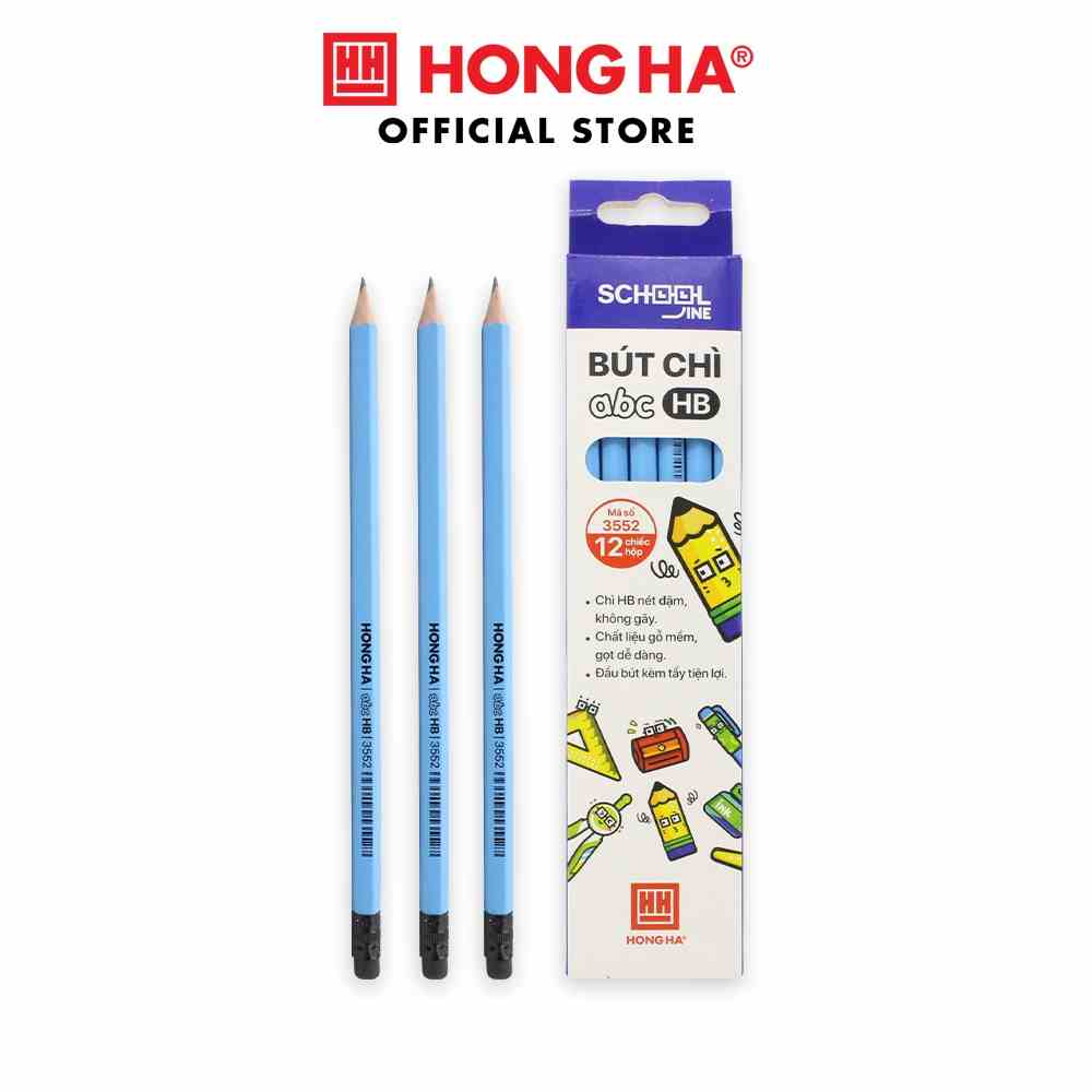 Bút chì gỗ HB Hồng Hà có đầu tẩy - 3552