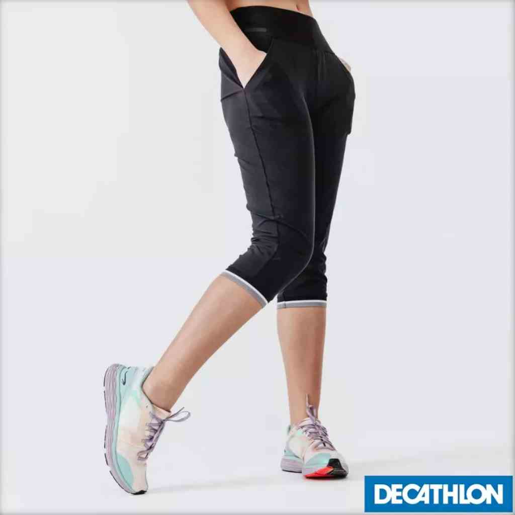 Quần lửng chạy bộ Run Dry cho nữ Đen DECATHLON KALENJI mã 8552236