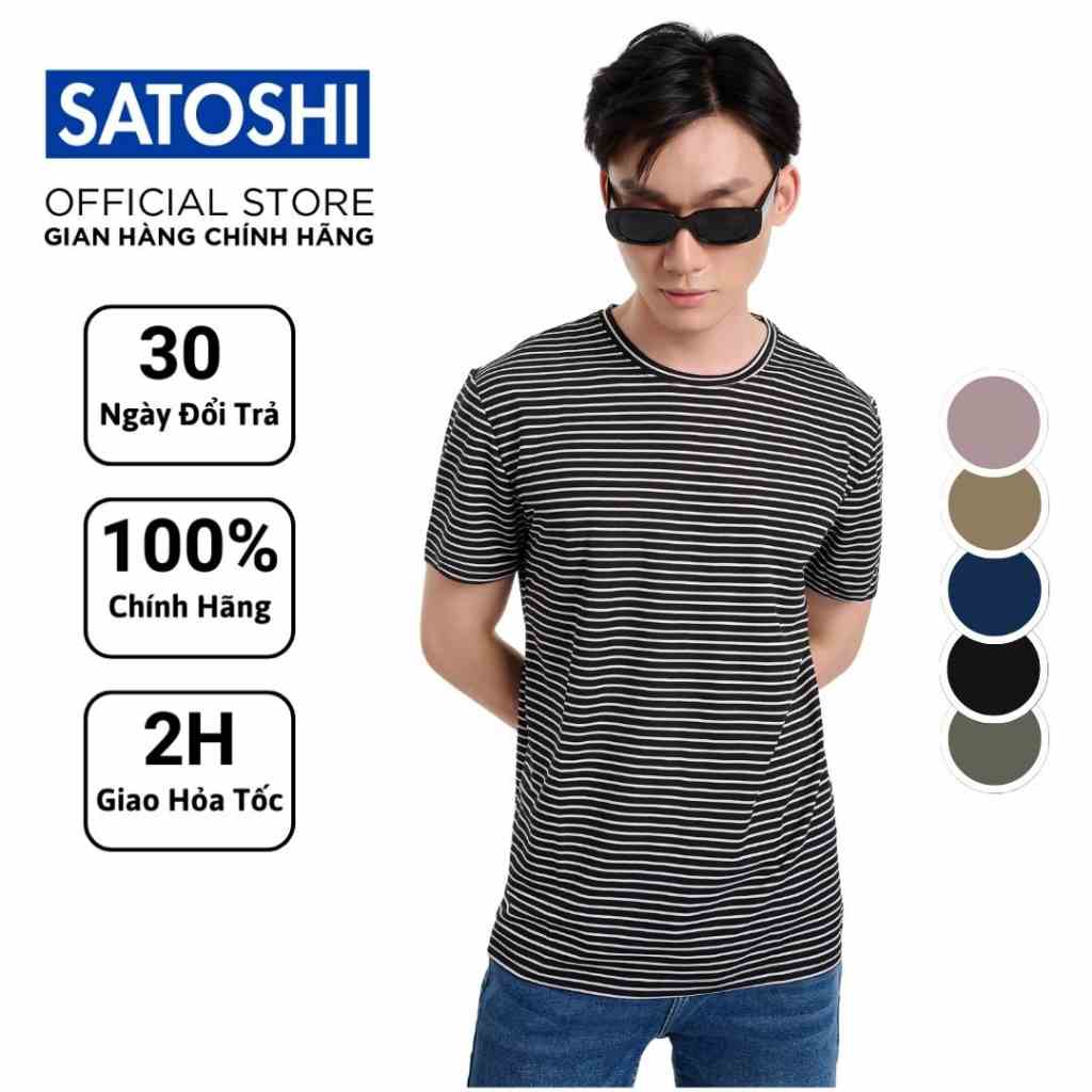 [Mã BMLTB200 giảm đến 100K đơn 499K] |Satoshi| Áo thun nam SATS95 cotton usa sọc 5 màu trẻ trung