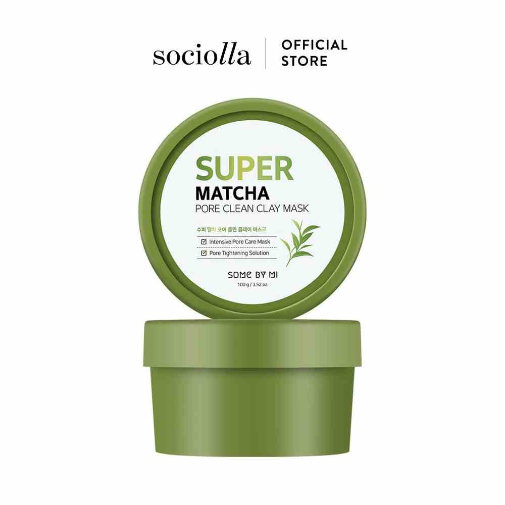 Mặt Nạ Se Khít Lỗ Chân Lông, Giảm Mụn Đất Sét & Trà Xanh Some By Mi Super Matcha Pore Clay Mask 100gr