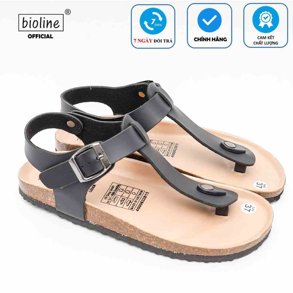 PUK10 - Sandal Đế Trấu BIOLINE Official Quai Da Pu Tách Ngón Lót Pu Kem Chống Nước