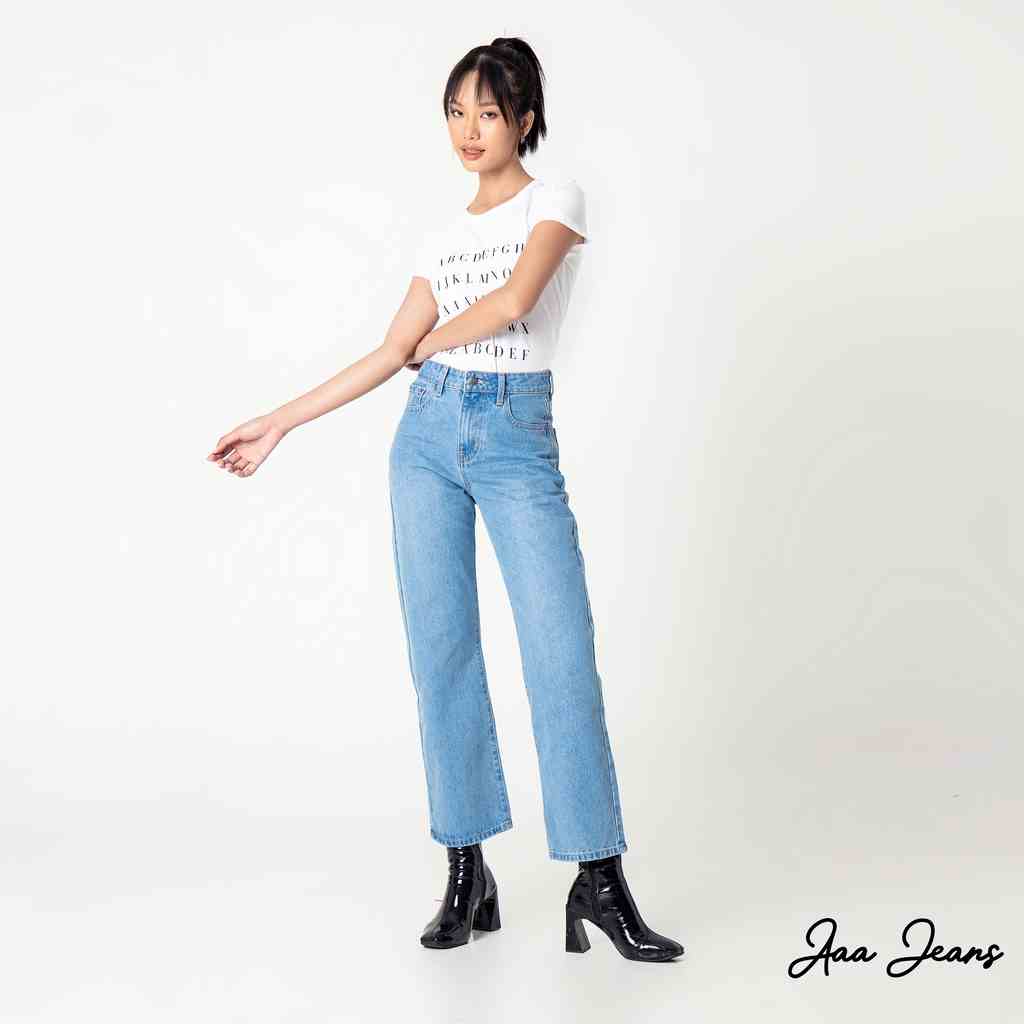 Quần Jean Ống Rộng Nữ Lưng Cao Baby Blue Aaa Jeans