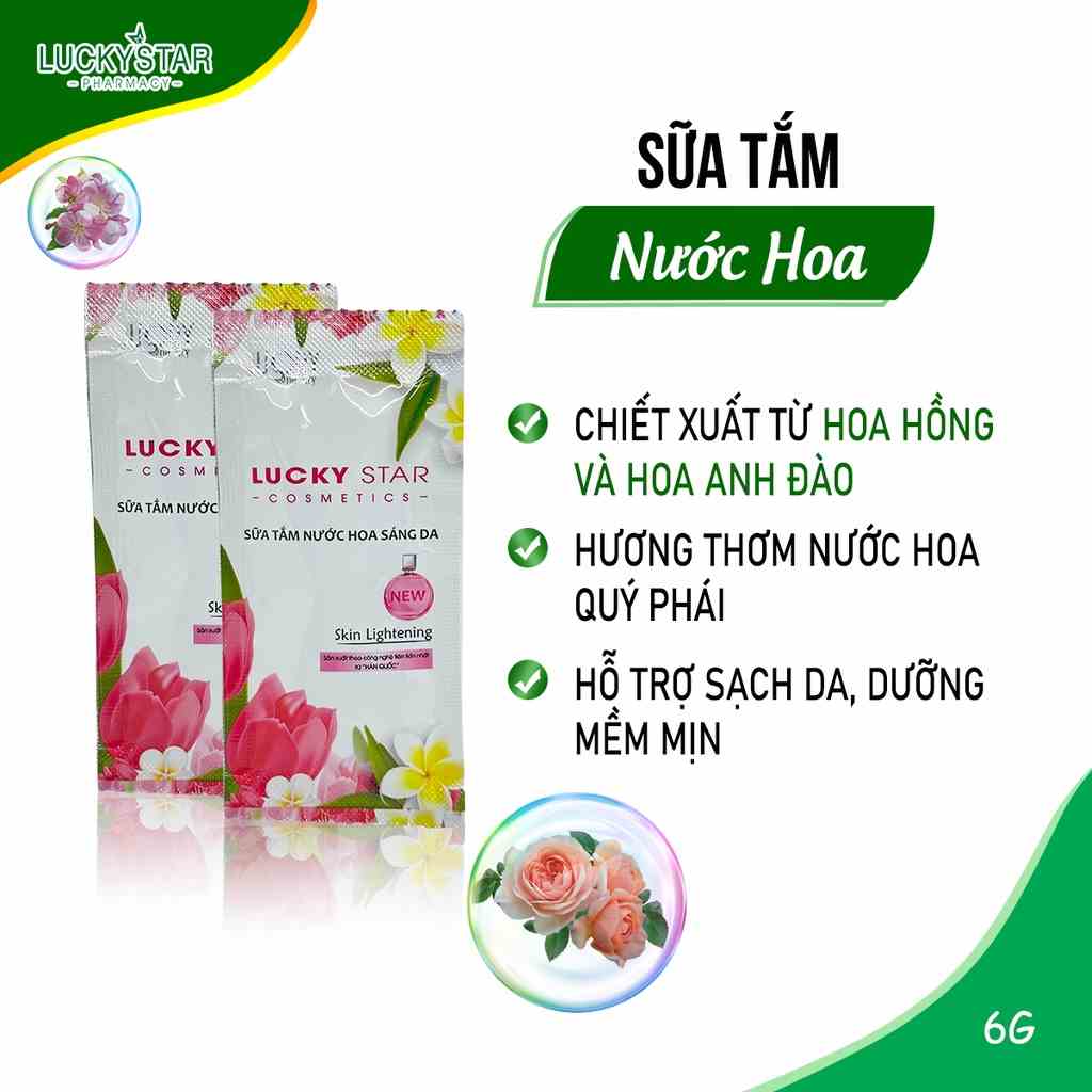 [Mã BMLTA35 giảm đến 35K đơn 99K] Sữa Tắm Hương Nước Hoa Lucky Star dây 12 gói 6ml