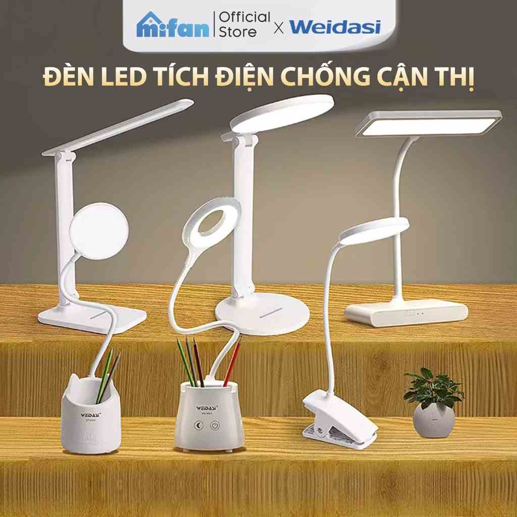 Đèn học để bàn chống cận tích điện Weidasi WD-6059 - LED 3 màu thay đổi độ sáng giúp bảo vệ mắt đọc sách làm việc