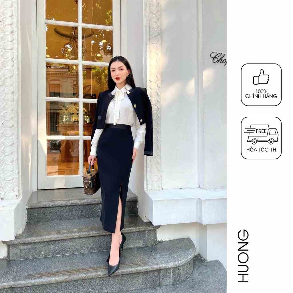 Set áo blazer Black Swan và chân váy bút chì HUONG BOUTIQUE HBVEST204