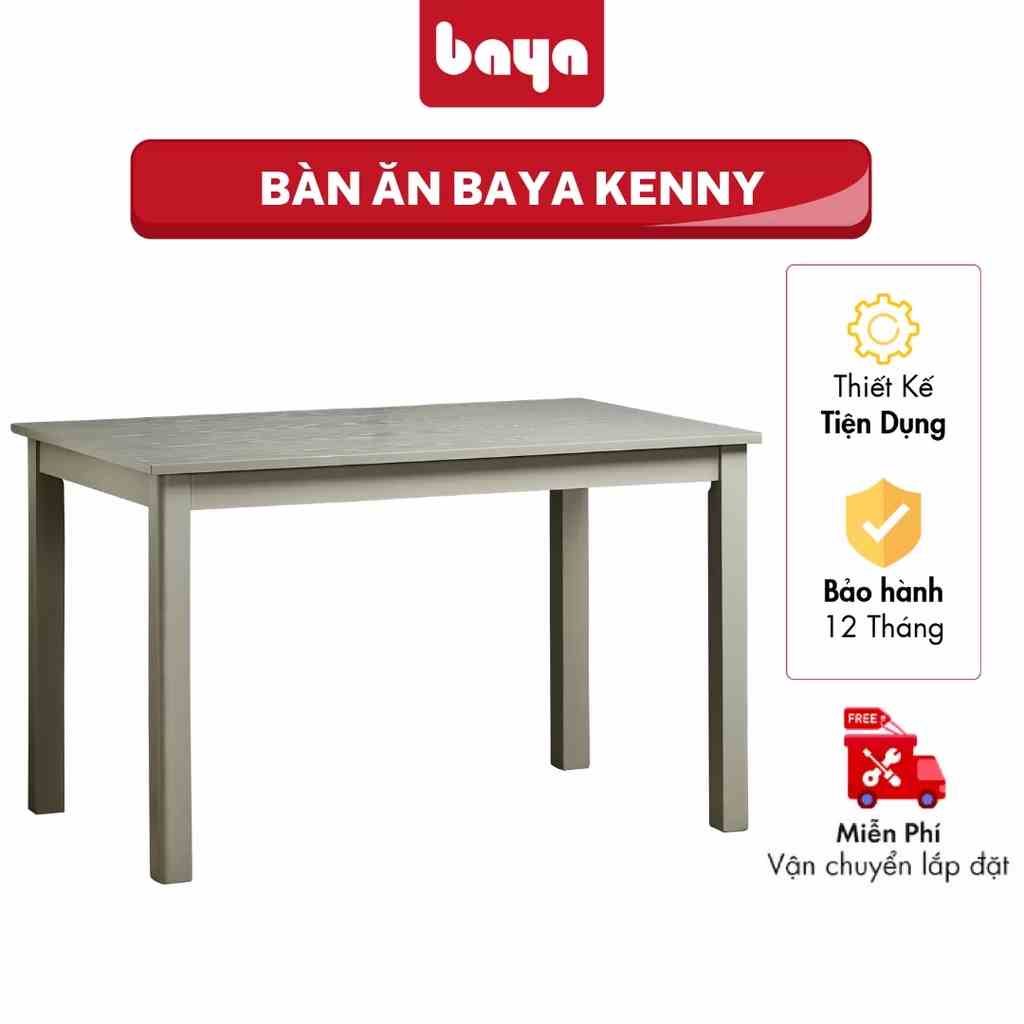 Bàn Ăn BAYA KENNY Làm Từ Chất Liệu Gỗ Cao Su MDF, Màu Xám Hiện Đại, Kích Thước L120xW75xH75 2001450