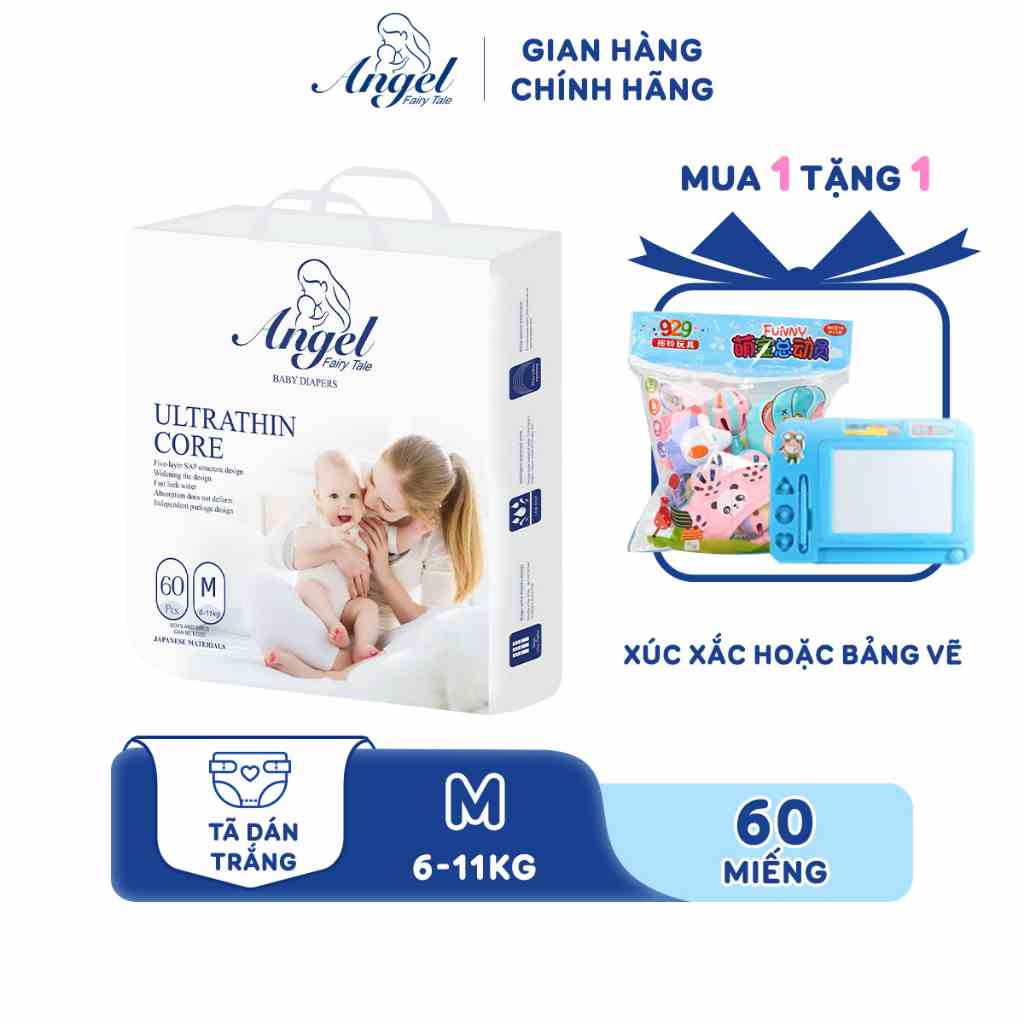 [Mã BMLTB35 giảm đến 35K đơn 99K] Tã Dán ANGEL Ultrathin Core Size M60