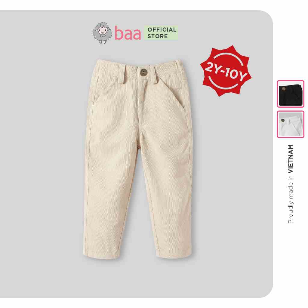 Quần dài bé trai, quần kaki nhung tăm cho bé BAA BABY khakis cho bé trai từ 2 tuổi - 10 tuổi - B-BC-QU14D-01