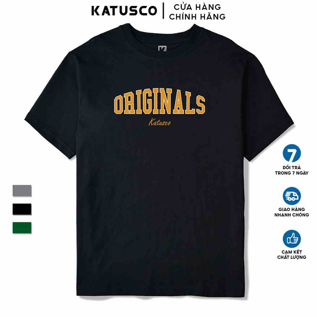 Áo Thun Nam Cổ Tròn KATUSCO Varsity Originals A2288, Cotton 100% 2 Chiều, Phom Rộng Từ 50-80Kg