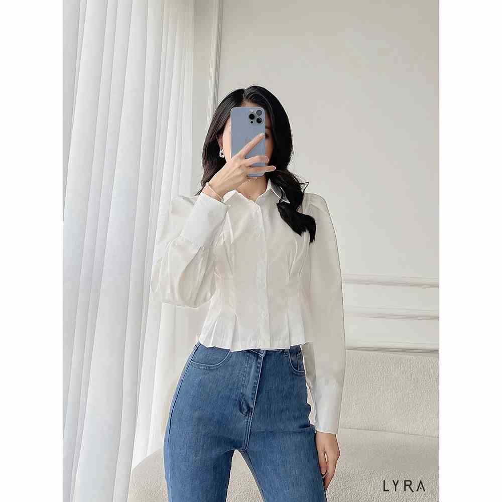 Áo sơ mi croptop LYRA cổ đức, cách điệu eo, phong cách trẻ trung, thanh lịch - VSYAS0148