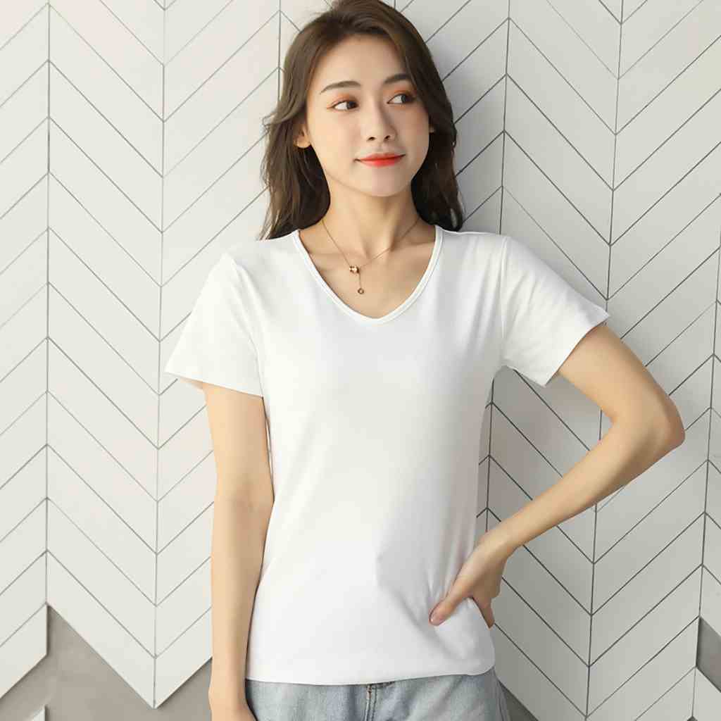 [Mã BMLTB35 giảm đến 35K đơn 99K] Áo thun nữ Icotton cổ tim dáng ngắn chất cotton mềm mịn