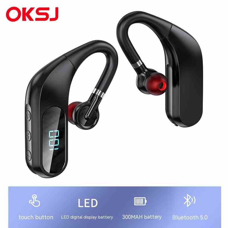 Tai Nghe OKSJ KJ-10 Bluetooth 5.0 Dạng Móc Vành Tai Tích Hợp Mic 40H Dùng Khi Lái Xe