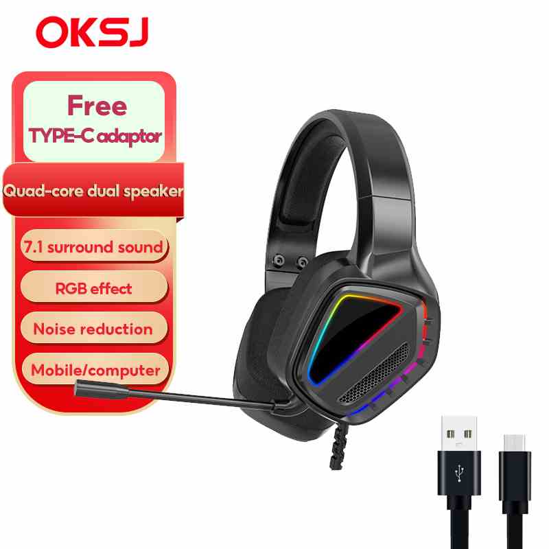 Tai Nghe Có Dây OKSJ-R18 USB Kèm Mic Chống Ồn Cổng  / Type-C Dùng Để Chơi Game laptop headphone gaming/Tai nghe Over-Ear