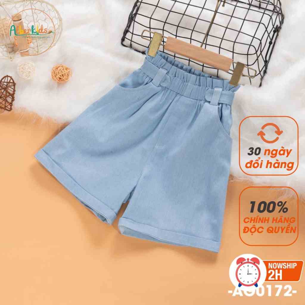 Quần đùi denim ALBERKIDS cho trẻ em 2,3,4,5,6,7,8,9,10,11,12 tuổi AG0172