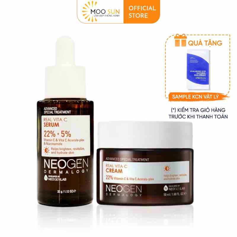 Serum & Kem Dưỡng Vitamin C 22% Mờ Thâm Dưỡng Trắng Da Neogen Dermalogy Real Vita C