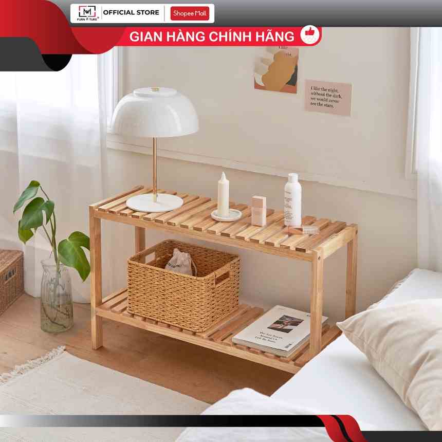 Kệ giày dép gỗ 2 tầng lắp ráp size 80 cm - Bench 2F thương hiệu MW FURNITURE - Nội thất trang trí