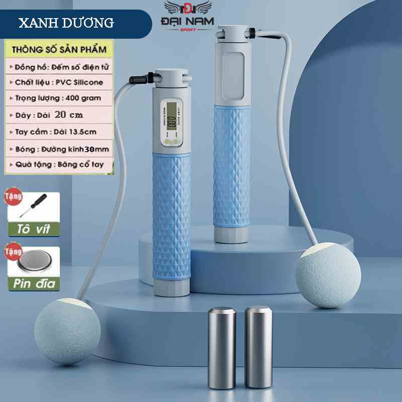 Dây Nhảy Không Dây Đếm Số Tích Hợp Tạ Sắt Tay Cầm Đại Nam Sport (Đo Số Vòng + Calo + Quảng Đường)