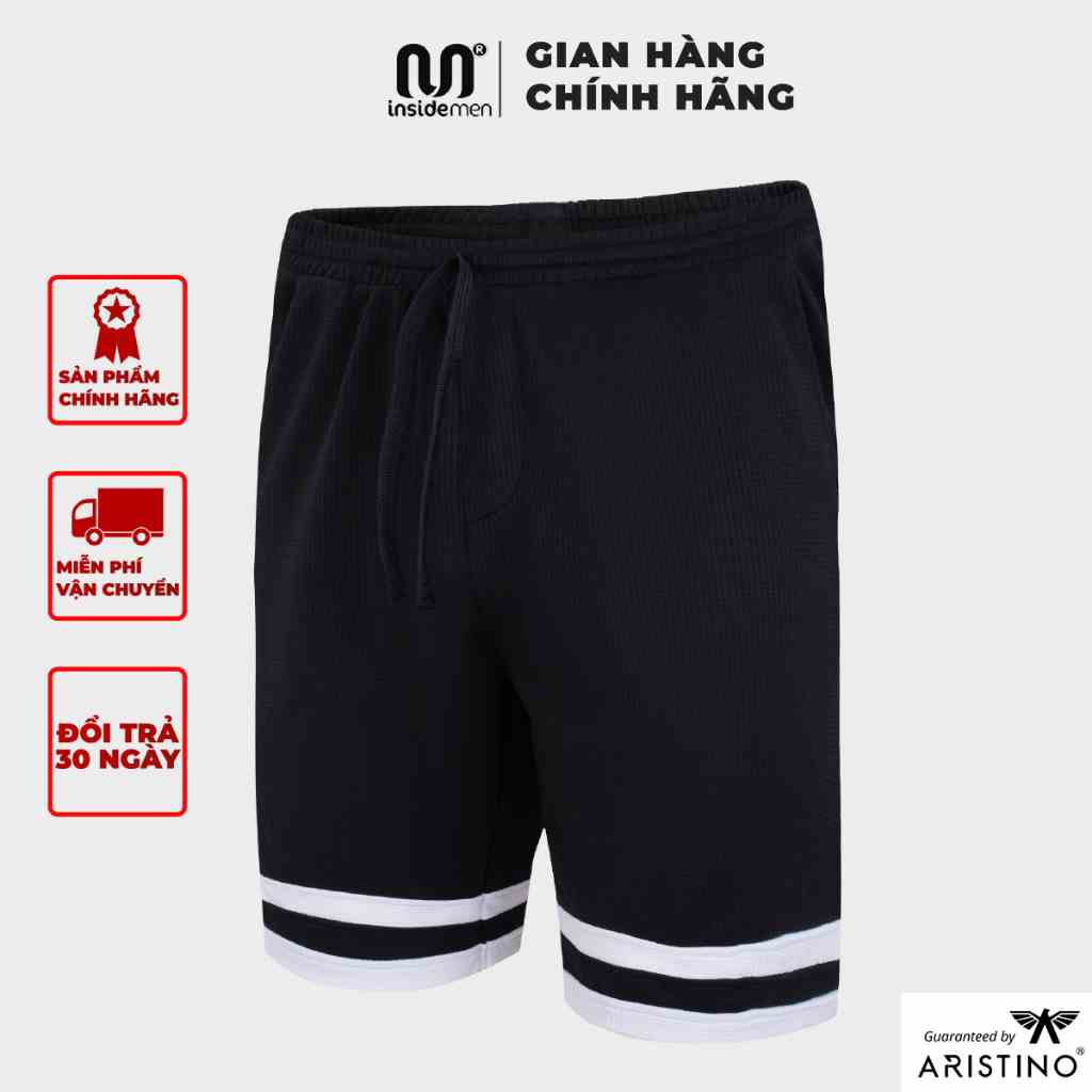 Quần short nam INSIDEMEN kẻ sọc chất thun co giãn cao cấp vải mềm trẻ trung thể thao thoáng mát ISO036S3