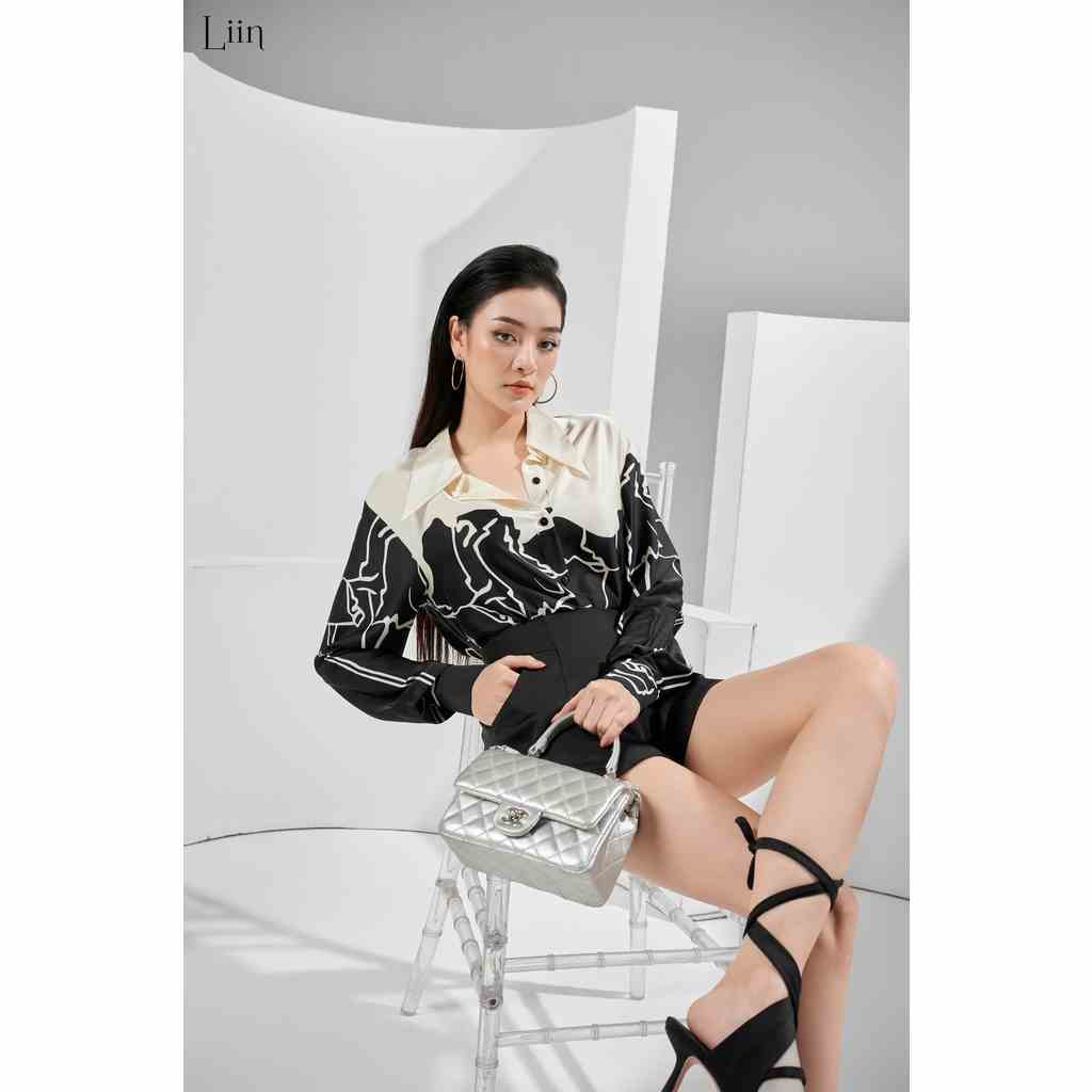 [Mã BMLTB200 giảm đến 100K đơn 499K] Áo đen họa tiết phối be sang trọng lịch sự Liin Clothing SM4917