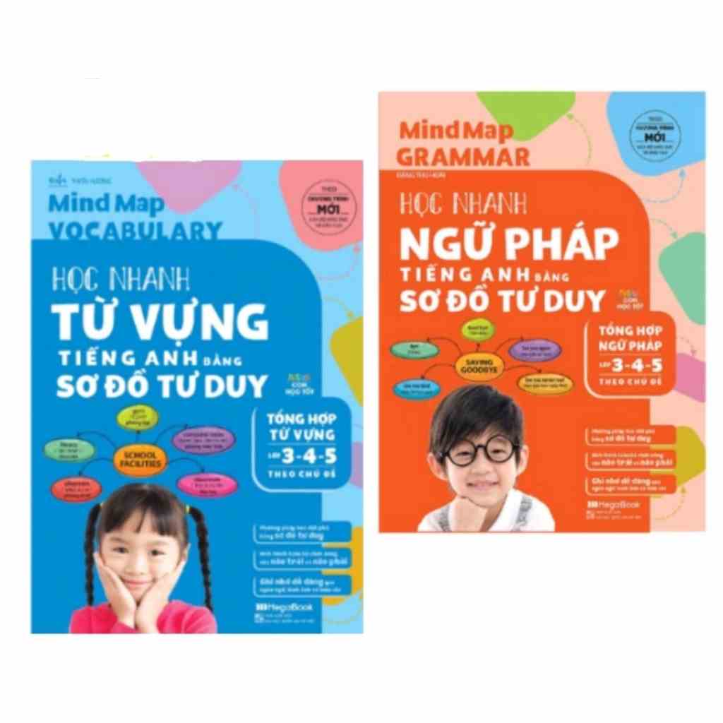 Sách  - Combo Mindmap Vocabulary Và GRAMMAR Học Nhanh Từ Vựng Ngữ Pháp Tiếng Anh Bằng Sơ Đồ Tư Duy Lớp 3-4-5