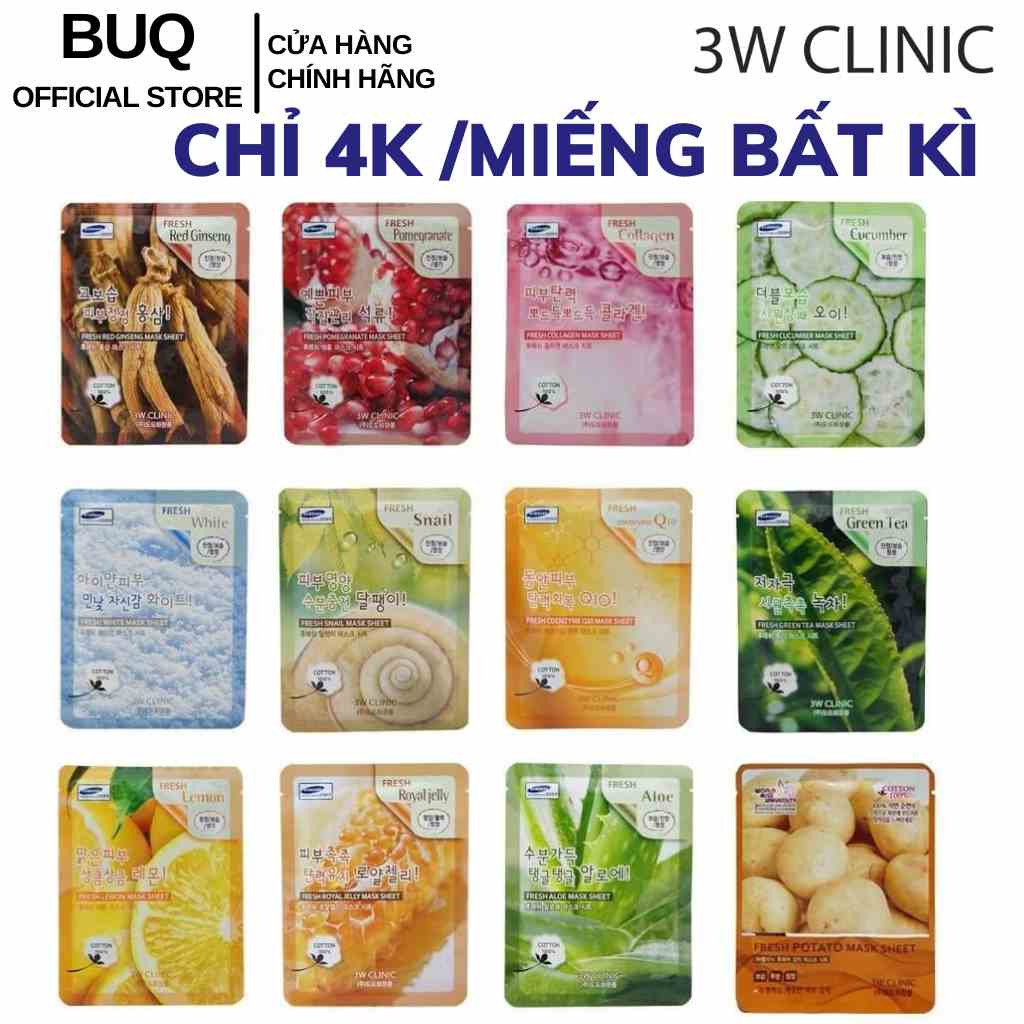 Mặt nạ dưỡng da trắng sáng 3W Clinic Fresh Mask Sheet 23ml