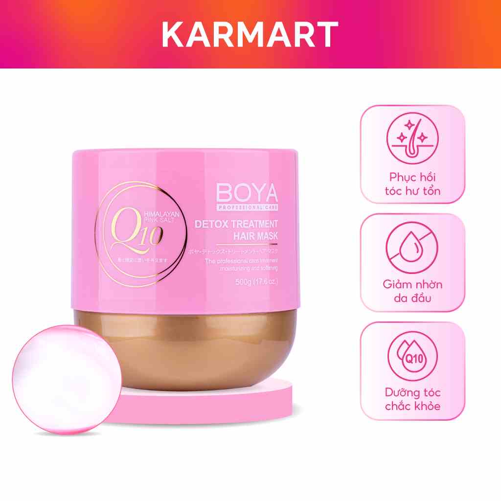 Kem Ủ Tóc Boya Q10 Detox Treatment Hair Mask Phục Hồi Hư Tổn, Giảm Nhờn Cho Mái Tóc Bồng Bềnh, Suôn Mượt 500G